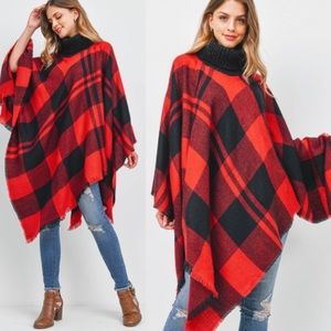HOLIDAY PLAID PONCHO